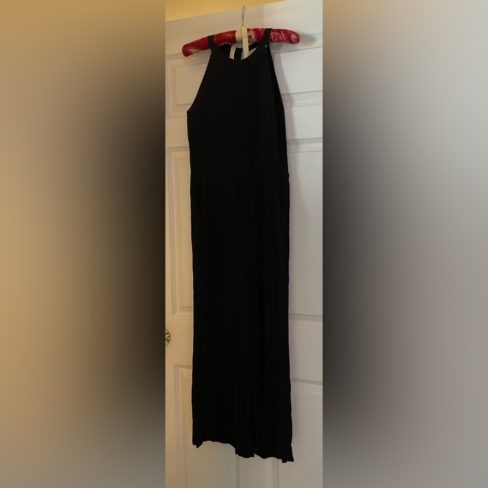 Loft black jumpsuit, smocked top